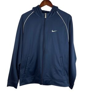 Nike Tech | Navy Blue White Full Zip Hooded Jacket